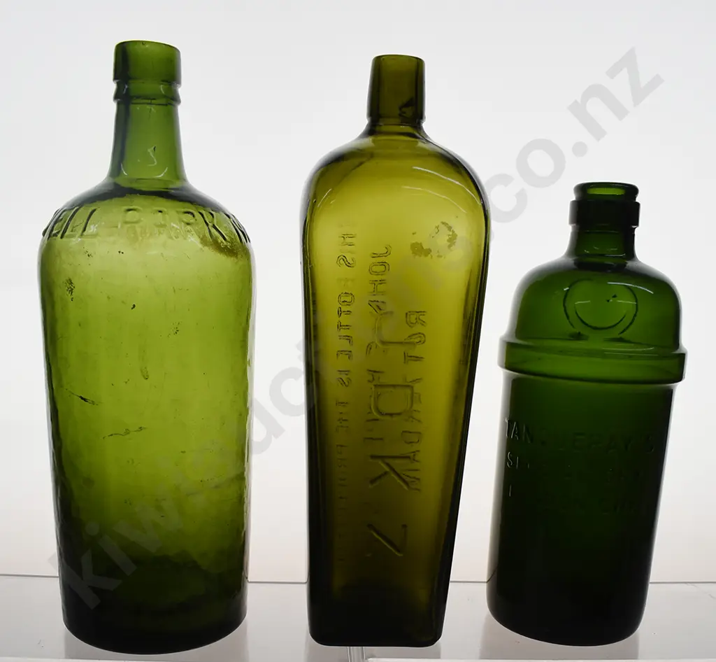 ASSORTED GREEN GLASS BOTTLES Image 1++
