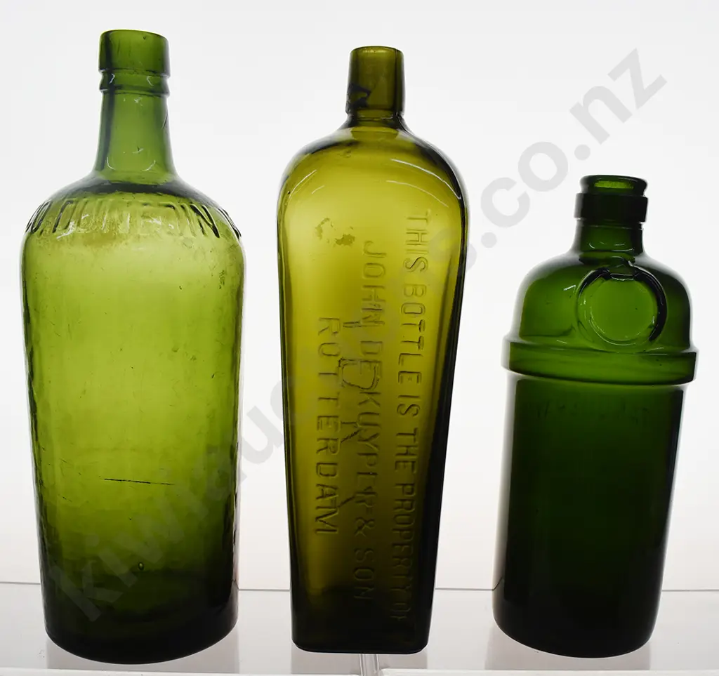ASSORTED GREEN GLASS BOTTLES Image 1++