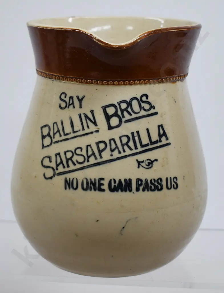 BALLIN BROS CHRISTCHURCH SARSAPARILLA WATER JUG Image 1++