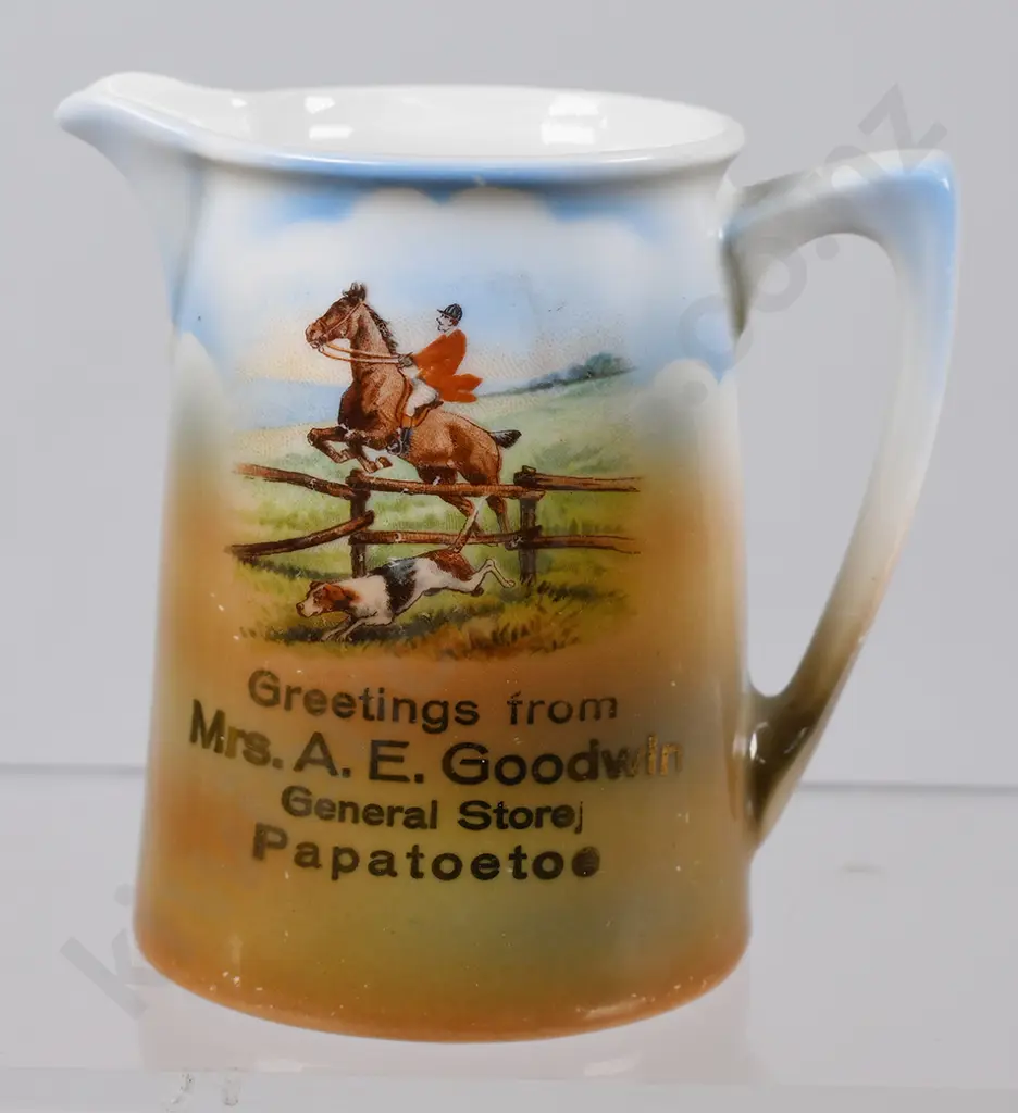 HUNTING SCENE ADVERTISING JUG, GOODWIN PAPATOETOE Image 1++