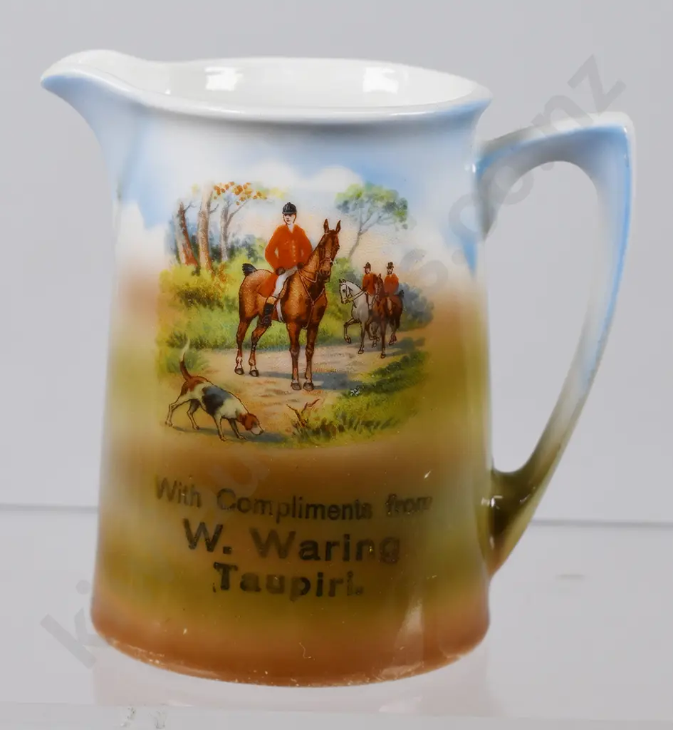 HUNTING SCENE ADVERTISING JUG, TAUPIRI Image 1++