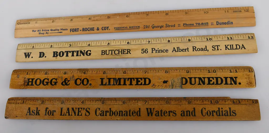 ADVERTISING WOODEN RULERS, LANE'S DUNEDIN Image 1++