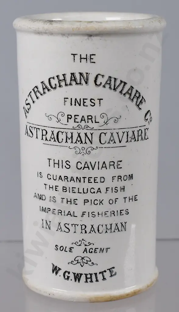W G WHITE ASTRACHAN CAVIARE CERAMIC POT Image 1++