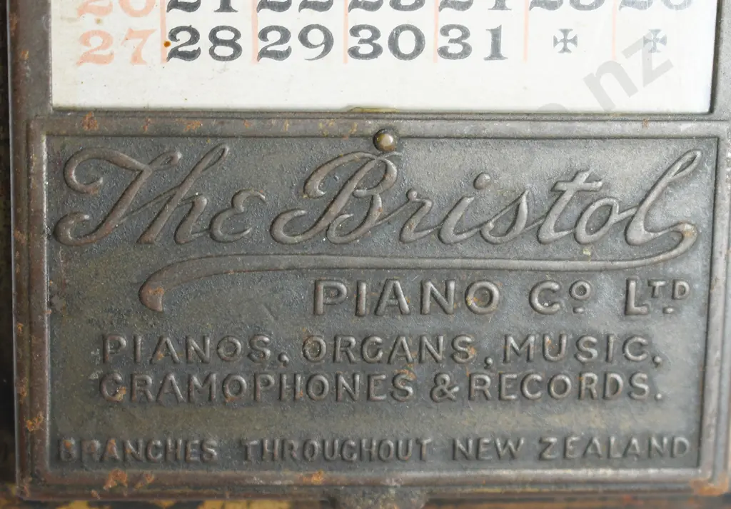 THE BRISTOL PIANO CO PERPETUAL DESK CALENDER/CLIP Image 1++