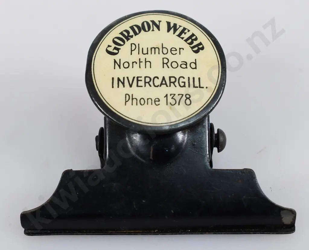 WEBB INVERCARGILL ADVERTISING PAPER CLIP CLAMP Image 1++