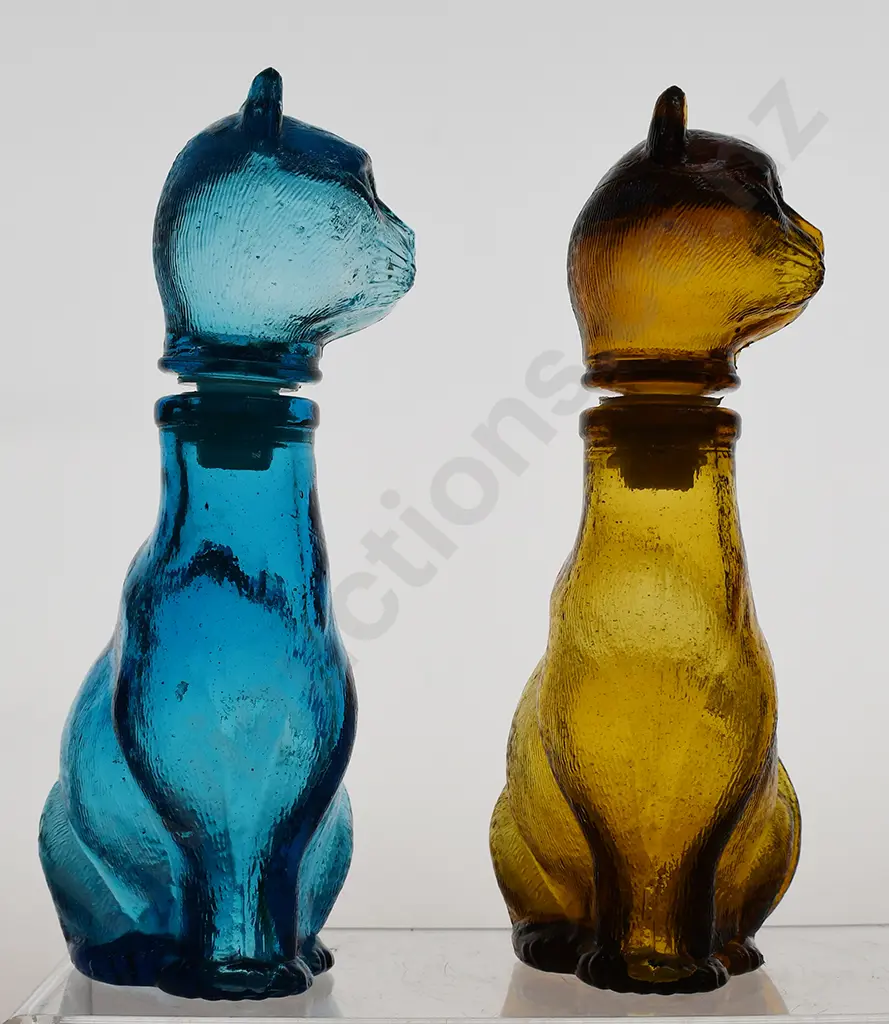 PAIR OF GENIE GLASS CAT BOTTLES Image 1++