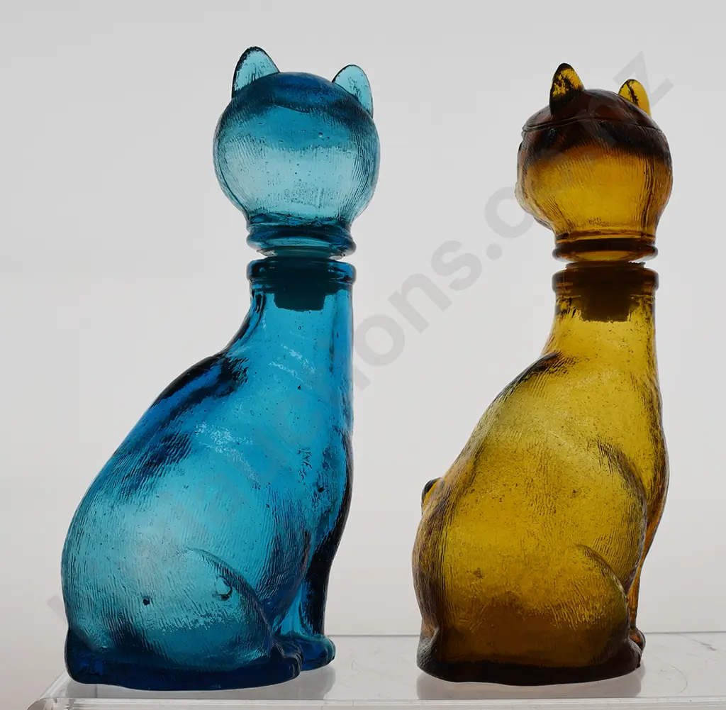 PAIR OF GENIE GLASS CAT BOTTLES Image 1++