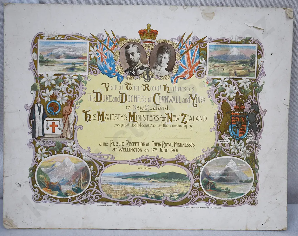 LITHOGRAPH DUKE AND DUCHESS OF CORNWELL AND YORK TO NEW ZEALAND 1901 Image 1++