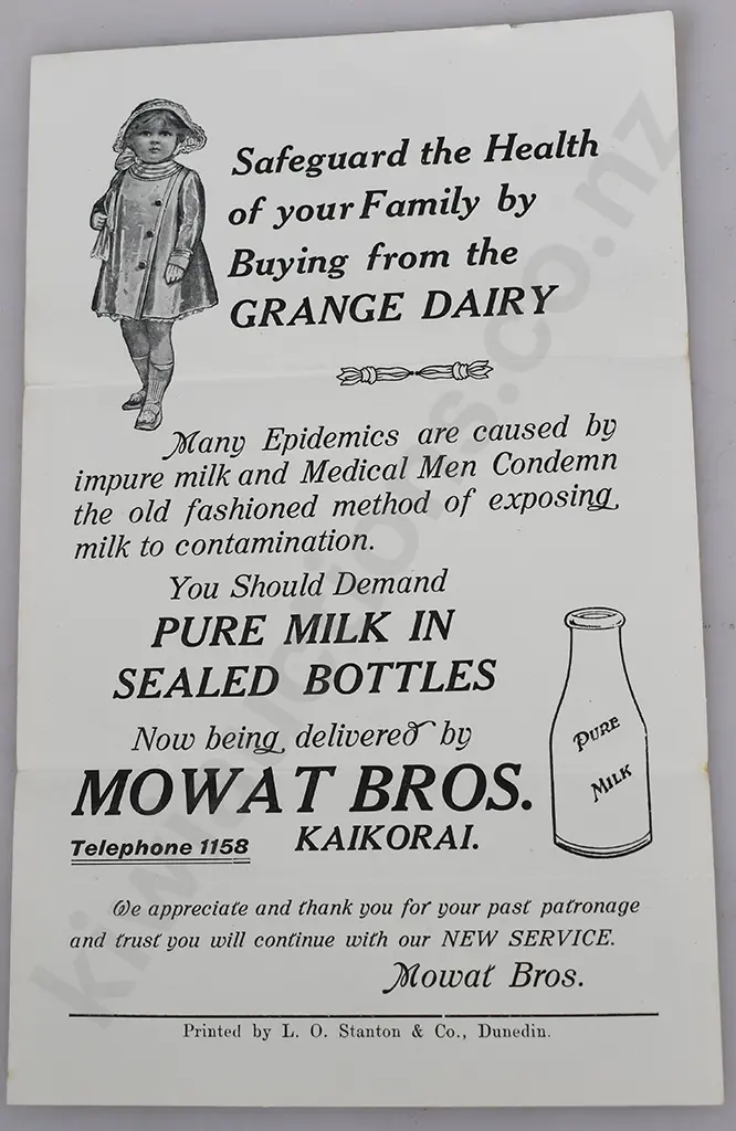 MOWAT BROS MILK, A & W MCCARTHY DRY CELL ADVERTISEMENTS Image 1++