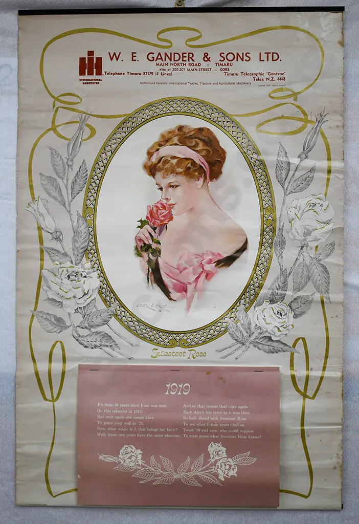1919 ADVERTISING CALENDARS, TIMARU & RANGIORA Image 1++