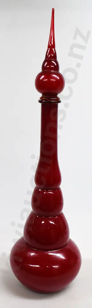 RED GLASS GENIE BOTTLE & STOPPER Image 1++