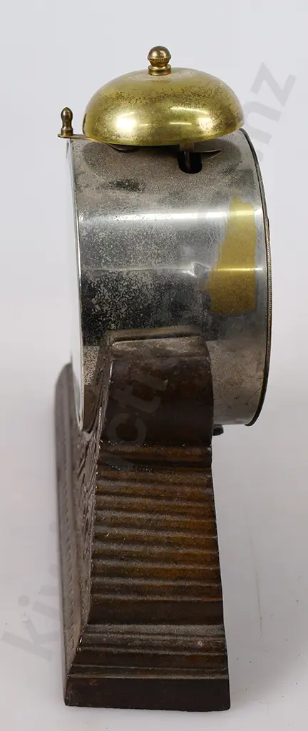 ANSONIA ALARM CLOCK IN CAST METAL STAND Image 1++