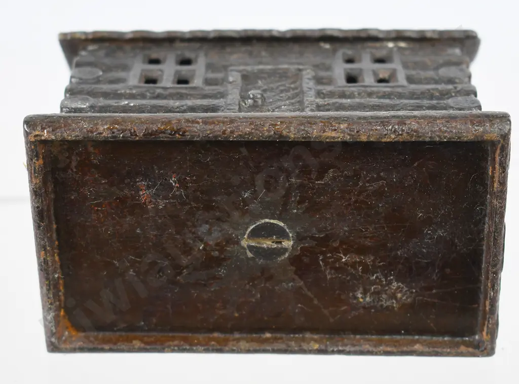 CAST IRON LOG CABIN STILL MONEY BANK Image 1++