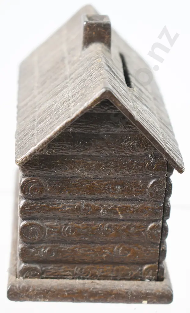 CAST IRON LOG CABIN STILL MONEY BANK Image 1++