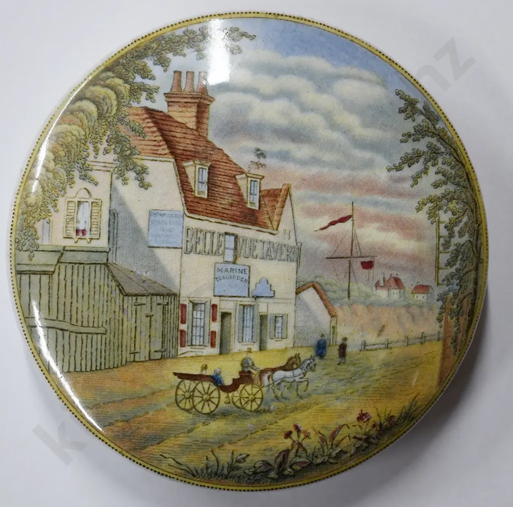 PRATTWARE POT LID BELLE VUE TAVERN Image 1++