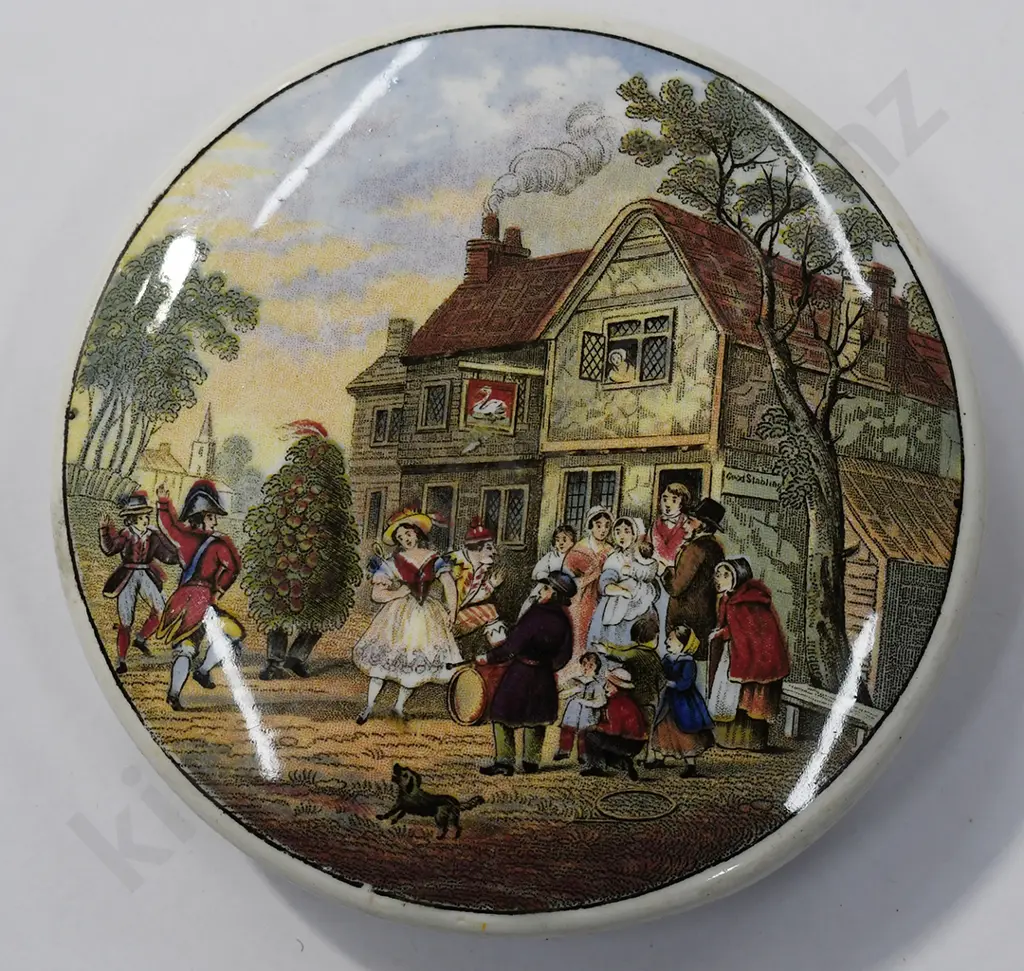 PRATTWARE POT LIDS, MAY DAY DANCERS AT THE SWAN INN, VILLAGE WEDDING Image 1++