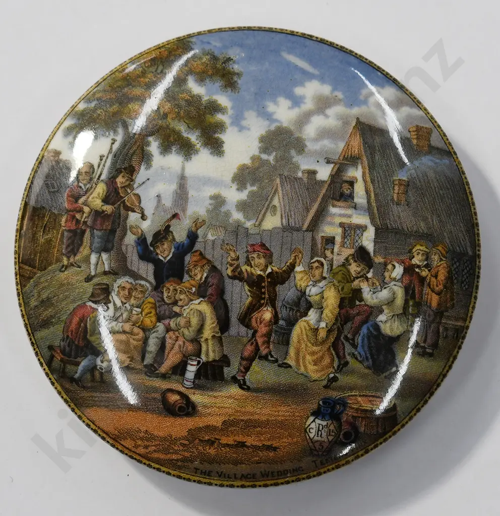 PRATTWARE POT LIDS, MAY DAY DANCERS AT THE SWAN INN, VILLAGE WEDDING Image 1++