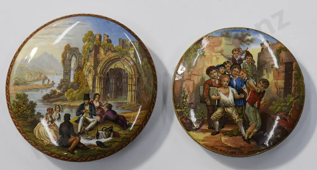 PRATTWARE POT LIDS, THE PICNIC, THE WOLF AND THE LAMB Image 1++
