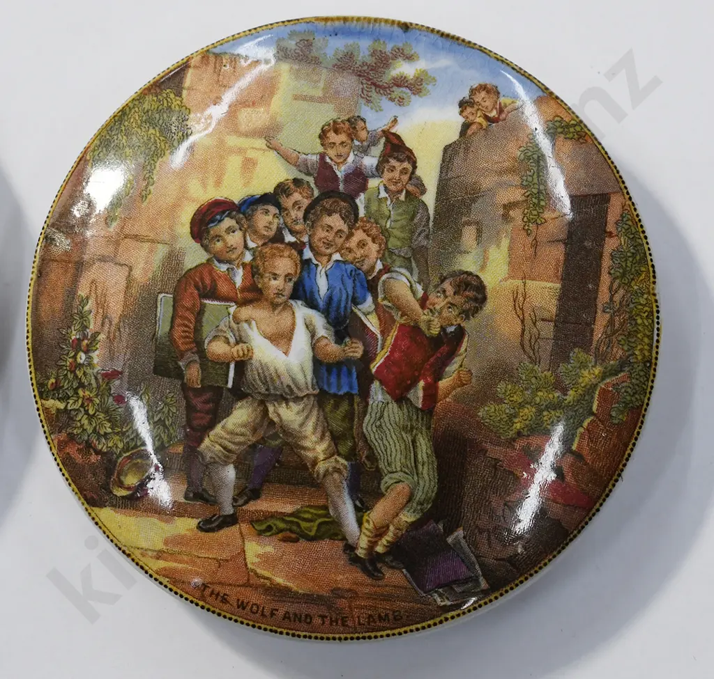 PRATTWARE POT LIDS, THE PICNIC, THE WOLF AND THE LAMB Image 1++