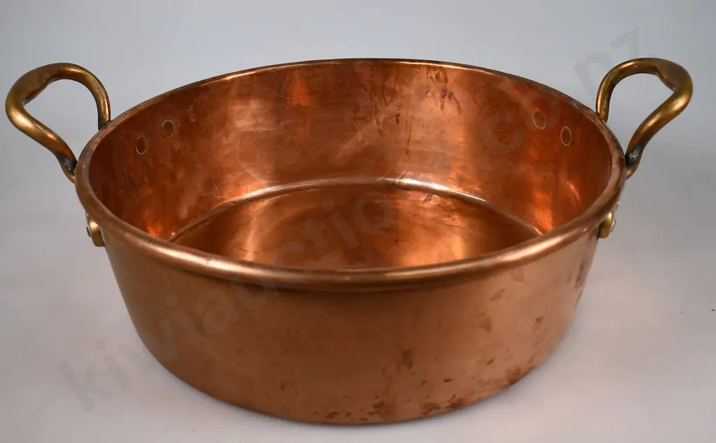 COPPER & BRASS 2 HANDLED JAM PAN Image 1++