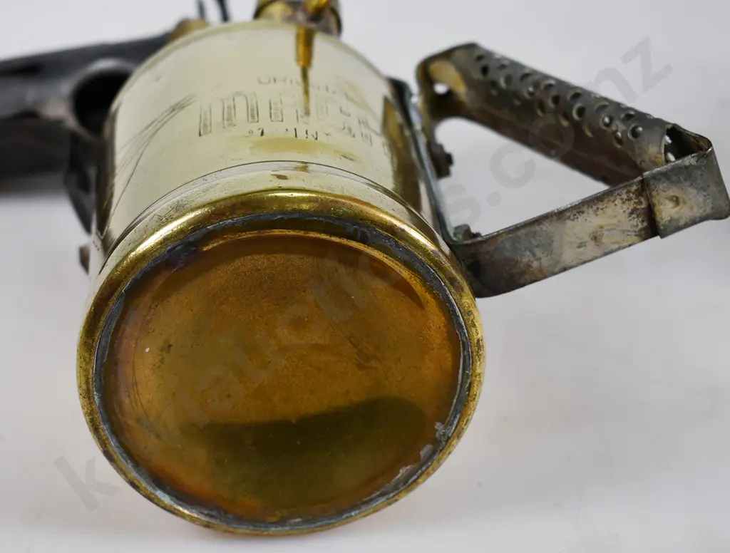 BRASS BLOW TORCH, BRASS VASE & ENAMEL BED PAN Image 1++