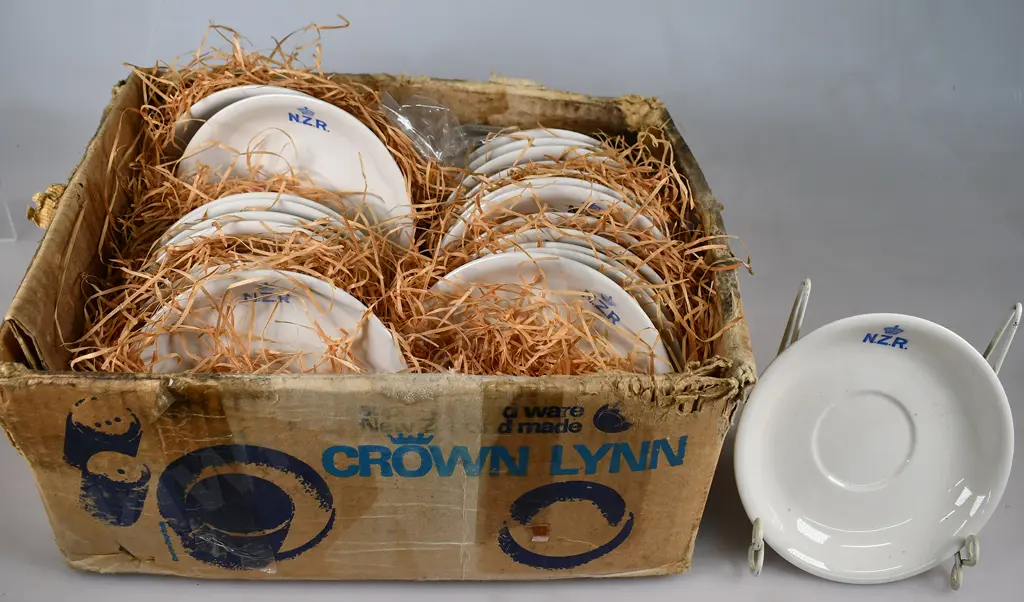 ORIGINAL CARTON OF NZR CROWN LYNN SAUCERS Image 1++