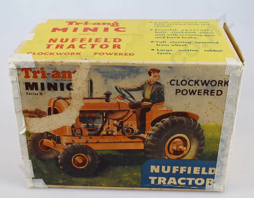 TRI-ANG BOXED MINIC SERIES 2 CLOCKWORK POWERED NUFFIELD TOY TRACTOR Image 1++