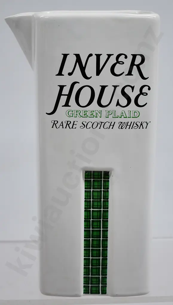 INVER HOUSE GREEN PLAID RARE SCOTCH WHISKY JUG Image 1++