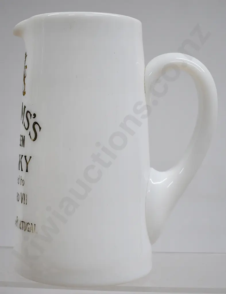 WILLIAM'S ABERDEEN WHISKY MILK GLASS JUG Image 1++