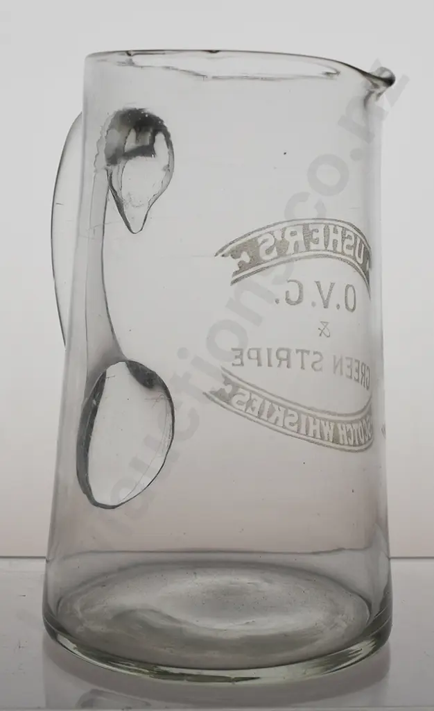 USHER'S GLASS OVG GREEN STRIPE WHISKY JUG Image 1++