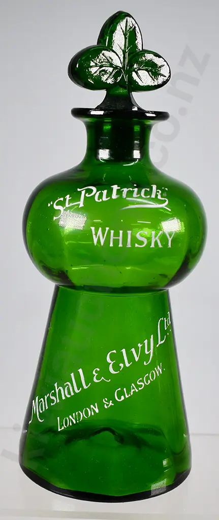 MARSHALL & ELVY LTD LONDON GLASGOW ST PATRICK WHISKY GLASS DECANTER Image 1++