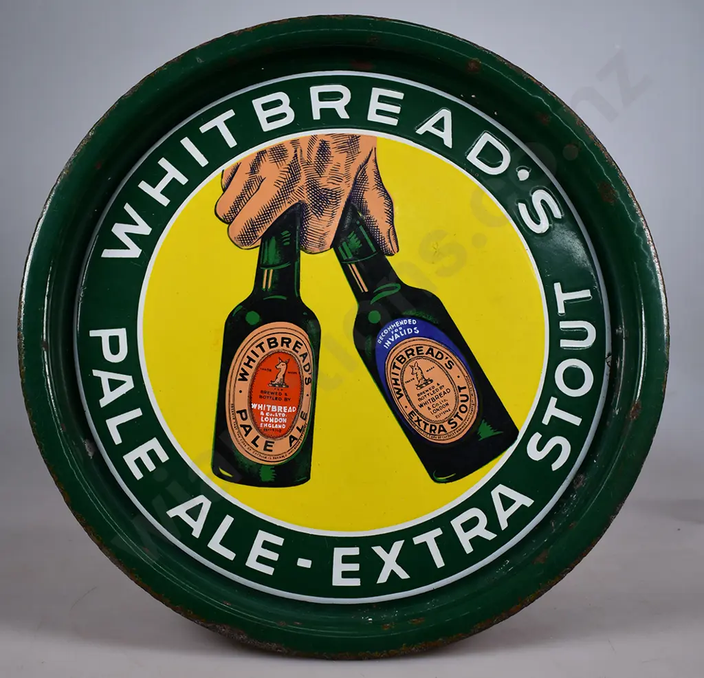 WHITBREADS'S PALE ALE - EXTRA STOUT EARLY ENAMEL DRINKS TRAY Image 1++