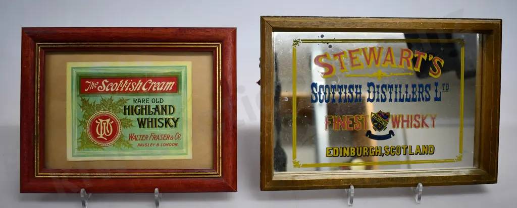 WHISKY ADVERTISING LABEL & MIRROR Image 1++