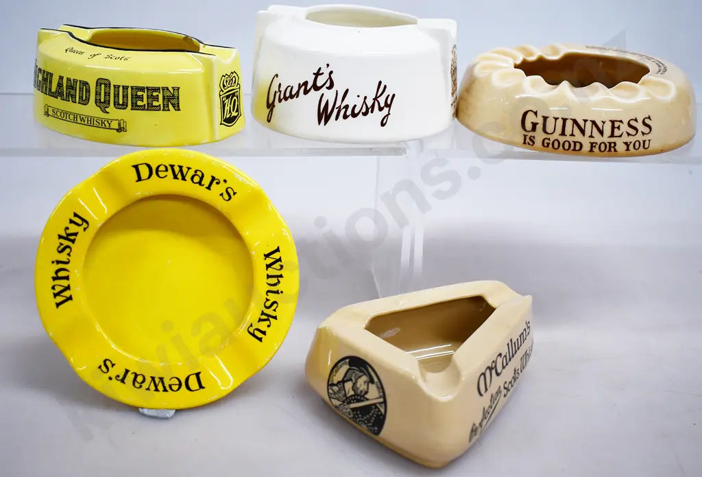 ASSORTED WHISKY GUINNESS ASHTRAYS Image 1++