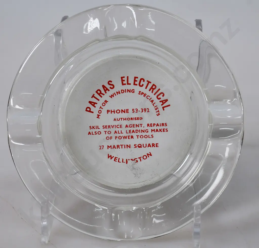 PATRAS ELECTRICAL WELLINGTON ADVERTISING ASHTRAY Image 1++