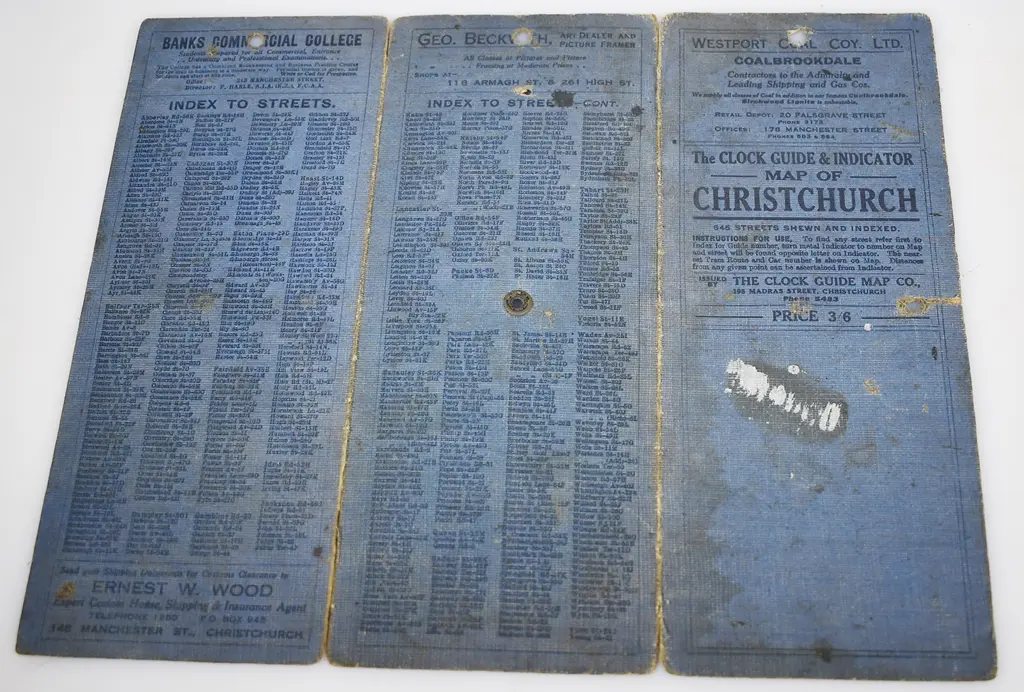 VINTAGE MAP OF CHRISTCHURCH, B.P 1957 NOTEBOOK Image 1++