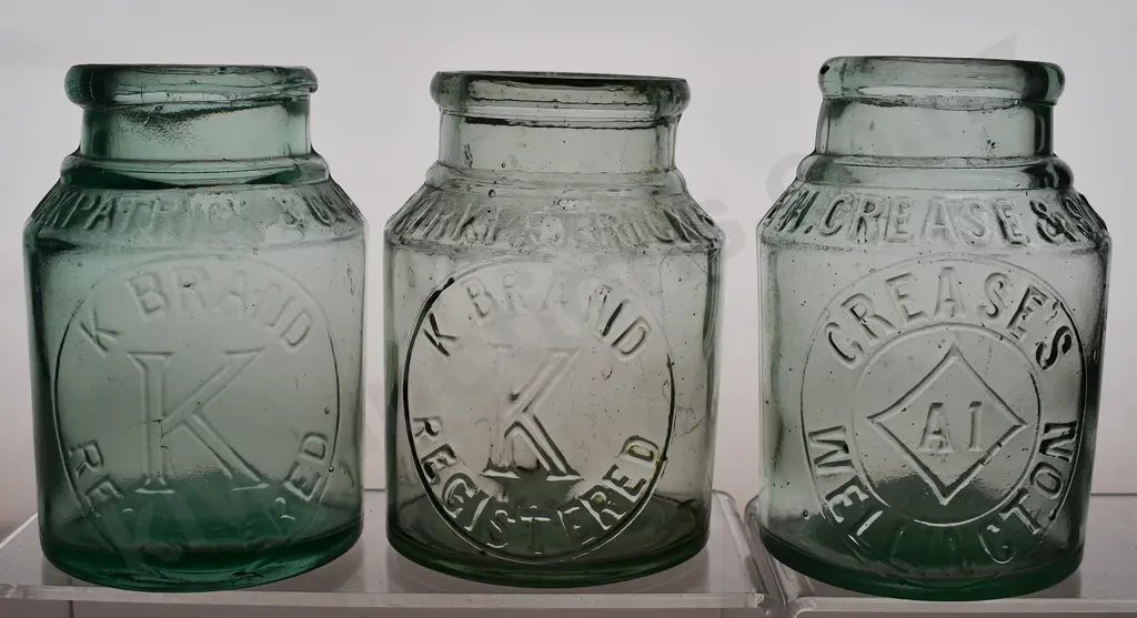 K BRAND NELSON, CREASES WELLINGTON JAM JARS Image 1++