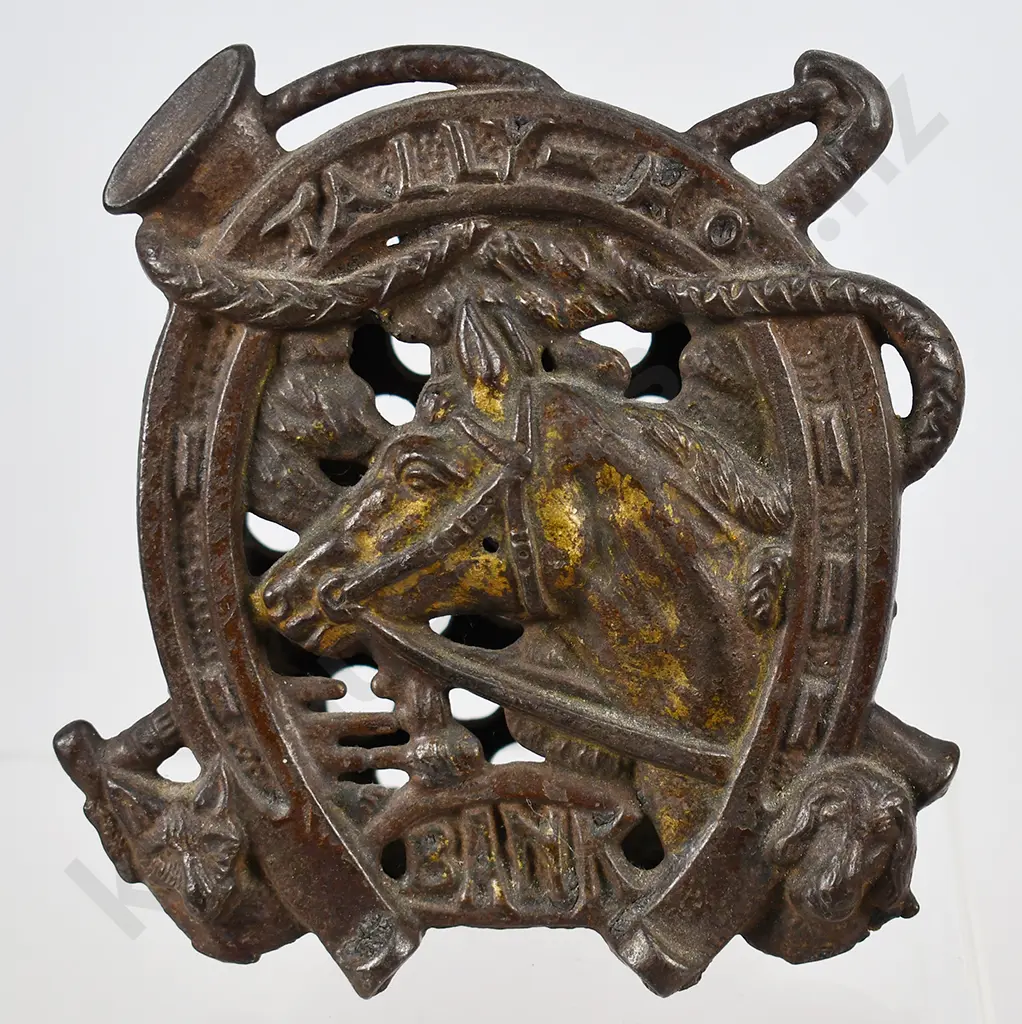 CAST IRON TALLY-HO STILL MONEY BANK Image 1++