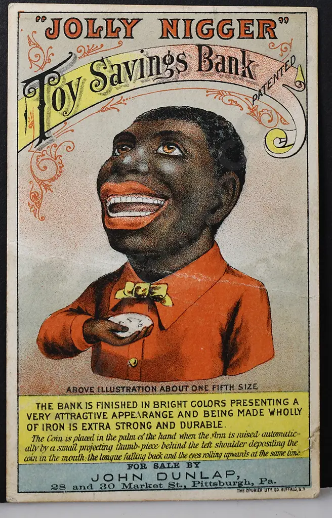 ORIGINAL JOLLY NI**ER TOY SAVINGS BANK TRADE CARD Image 1++