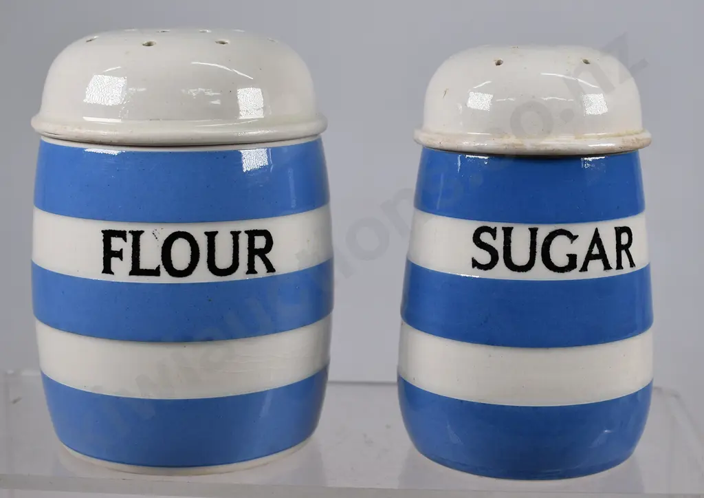 CORNISH WARE FLOUR AND SUGAR SHAKERS Image 1++