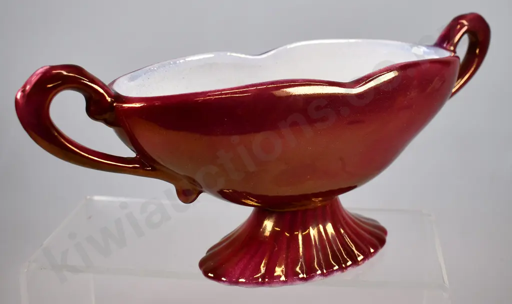 TITIAN B102 DOUBLE HANBLE VASE/BOWL, RUBY GLAZE Image 1++