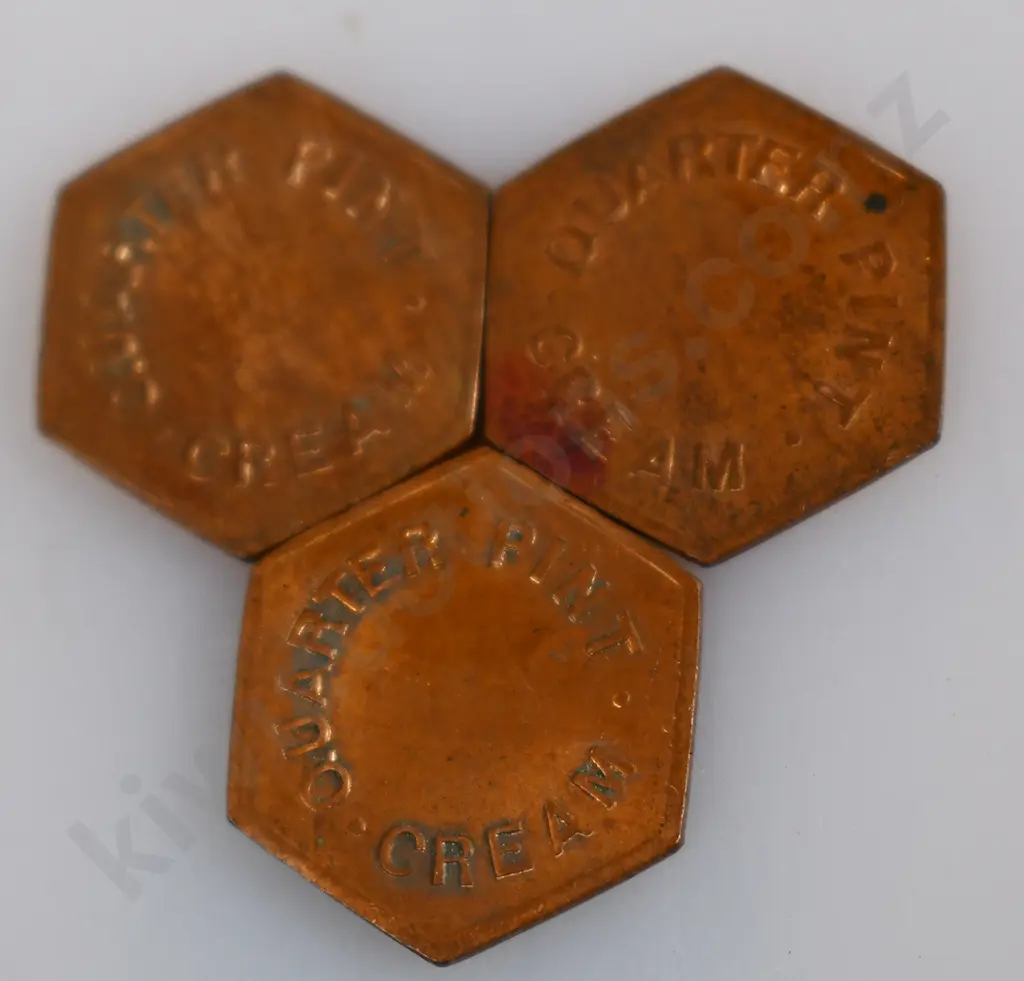 WESTPORT UNITED DAIRIES MILK BOTTLES, TOKENS Image 1++