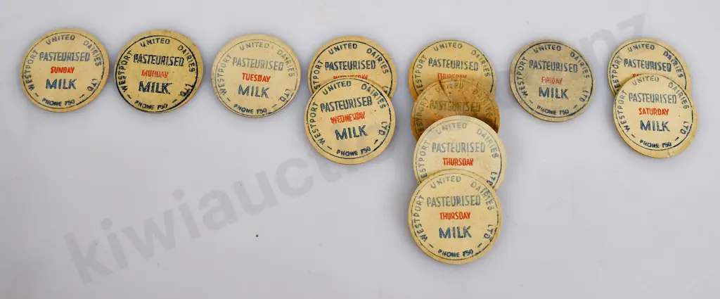 WESTPORT UNITED DAIRIES MILK BOTTLES, CAPS, Image 1++