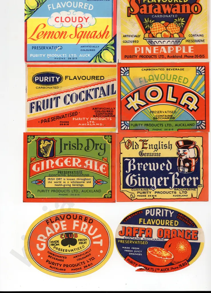 AUCKLAND SOFT DRINK CORDIAL LABELS Image 1++