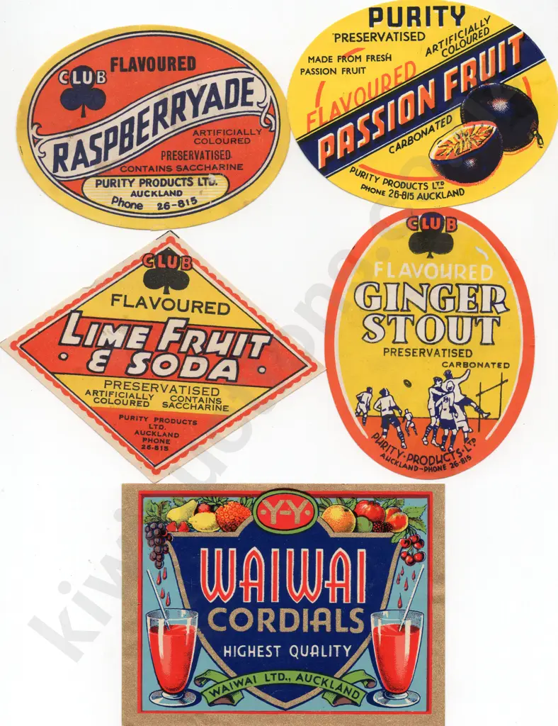 AUCKLAND SOFT DRINK CORDIAL LABELS Image 1++