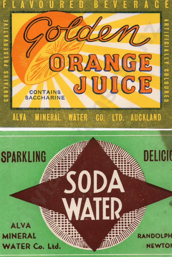 ALVA AUCKLAND SOFT DRINK LABELS Image 1++