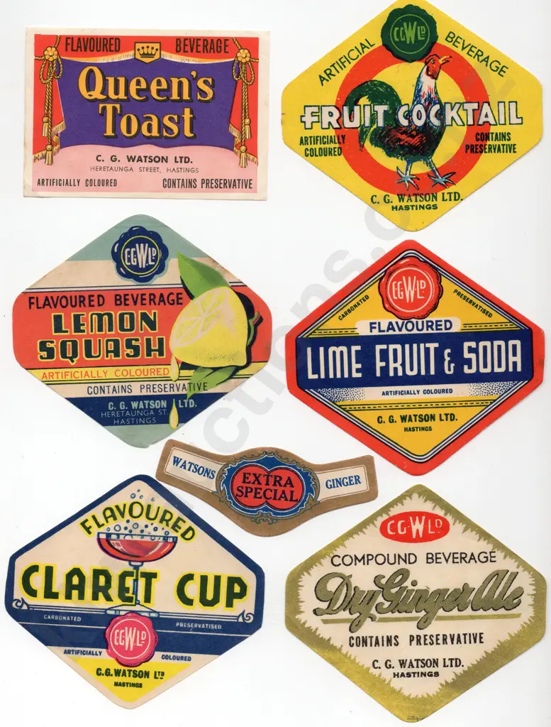 WATSON HASTINGS SOFT DRINK LABELS Image 1++
