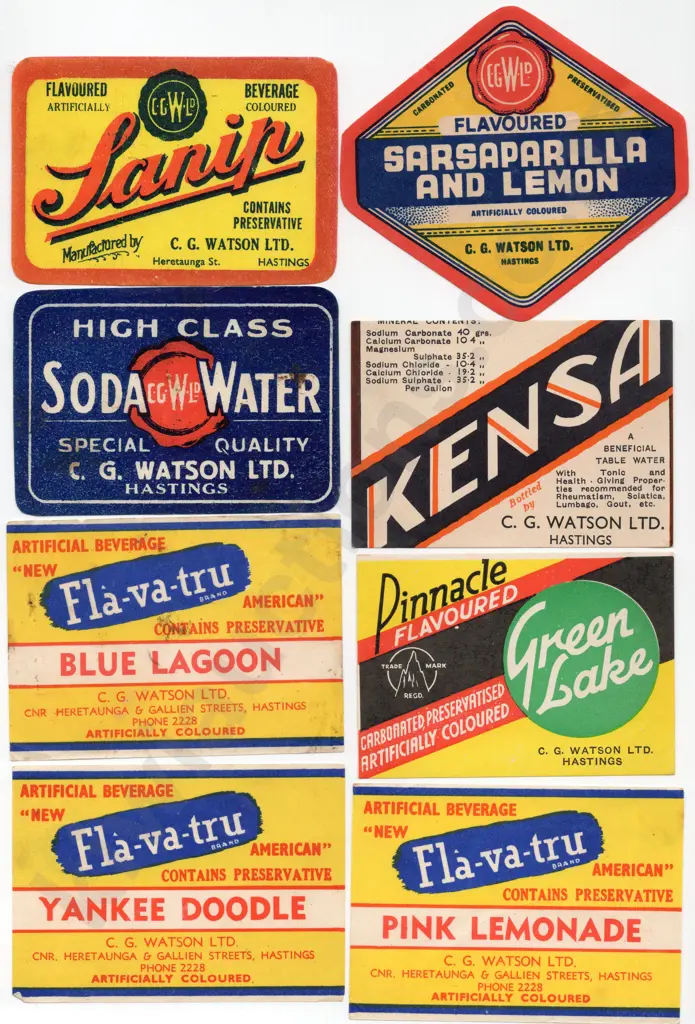 WATSON HASTINGS SOFT DRINK LABELS Image 1++