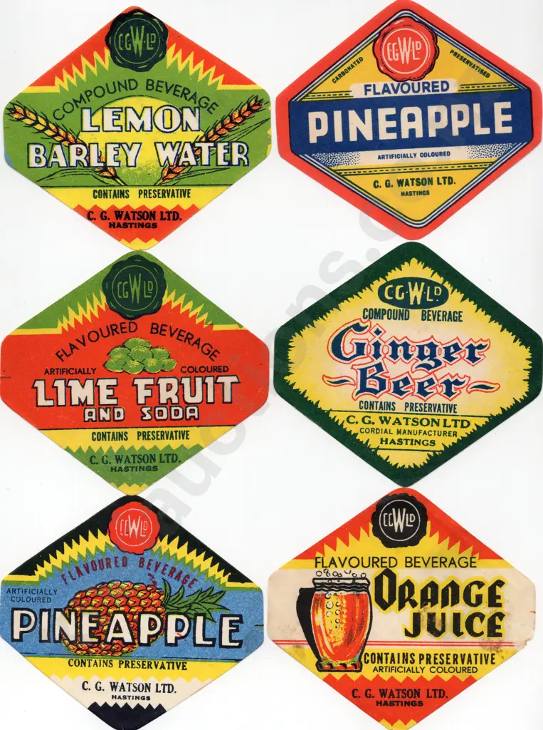 WATSON HASTINGS SOFT DRINK LABELS Image 1++