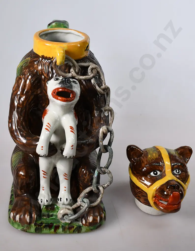 STAFFORDSHIRE PEARLWARE BEARS GREASE DOG TANKARD Image 1++